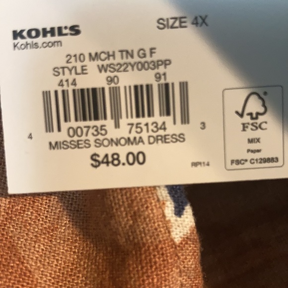 Relisted Sonoma sleeveless floral print dress with pockets 3X or 4X - Picture 17 of 17